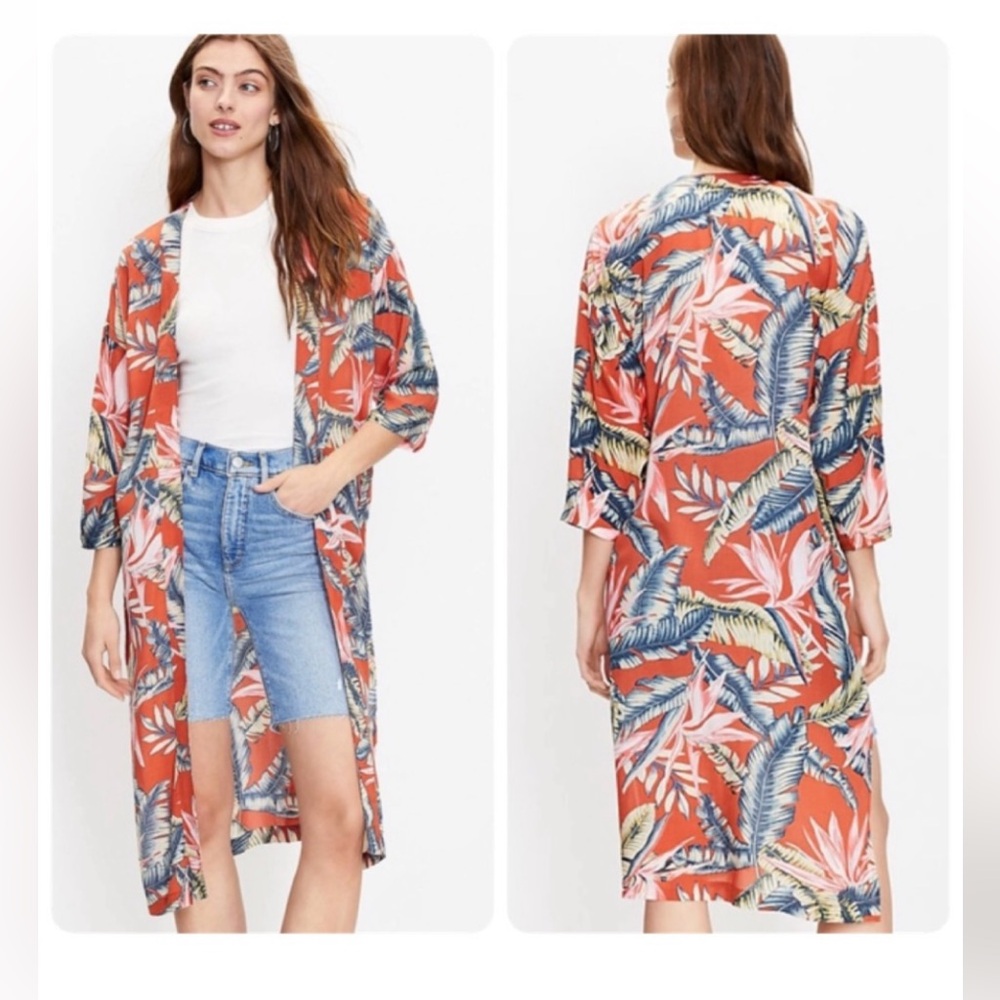 Loft Tropical Kimono Orange Floral